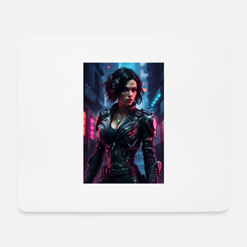 Frau Cyberpunk - Mousepad (Querformat) - Weiß