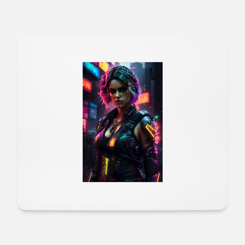 Frau cyberpunk - Mousepad (Querformat) - Weiß