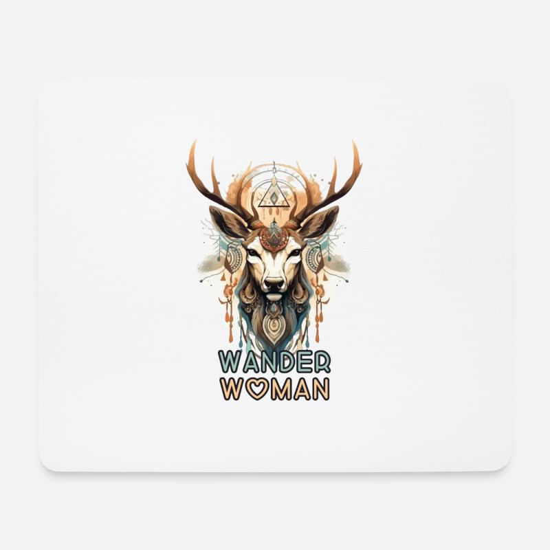 Wander Woman Hirsch Krafttier Dorffest Dorfkinder - Mousepad (Querformat) - Weiß