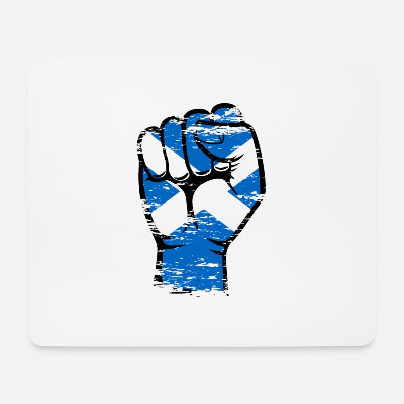 Schottland Flagge Faust Hand Symbol - Mousepad (Querformat) - Weiß