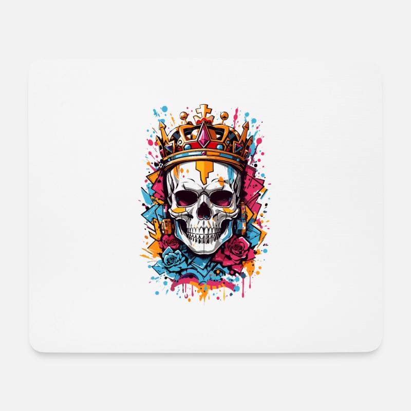 Totenkopf mit Krone - Mousepad (Querformat) - Weiß