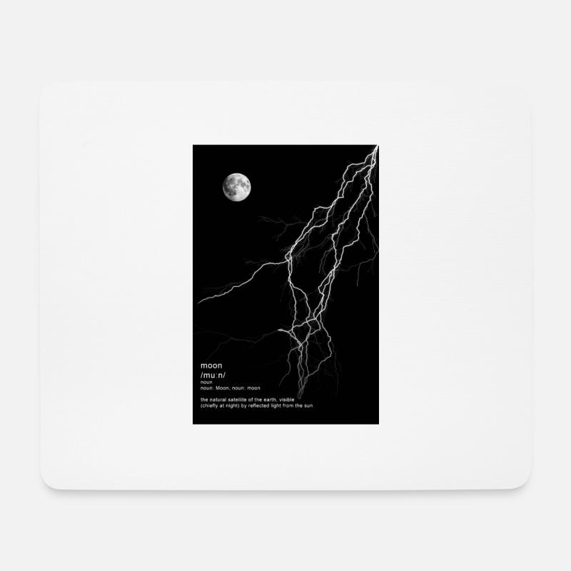 Moon with Lightning - Mousepad (Querformat) - Weiß