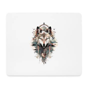 Loup vintage - Tapis de souris (format paysage) - blanc - Devant