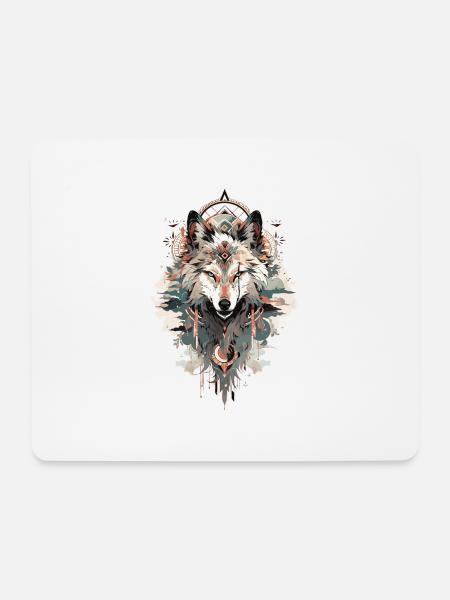 Vintage Wolf - Mousepad (Querformat) - Weiß