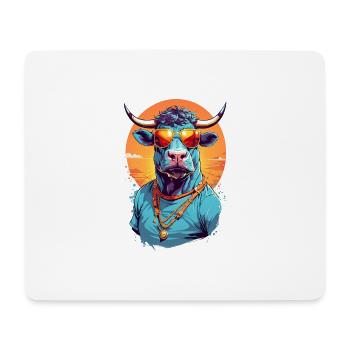Cool Colourful Bull in Sunglasses - Mouse Pad (horizontal) - white - Front