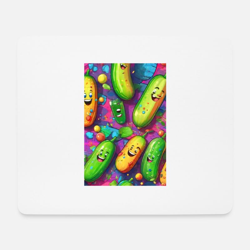Gurken, Gurke, Graffiti,lachende Gurken, bunt - Mousepad (Querformat) - Weiß