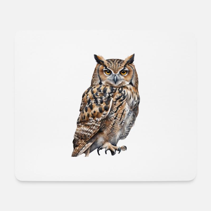 Eule - Mousepad (Querformat) - Weiß