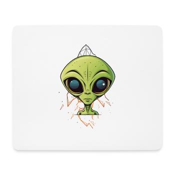 Alien head on spaceship - Mouse Pad (horizontal) - white - Front