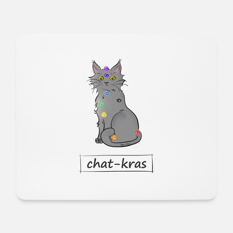 Chat-kras - Tapis de souris (format paysage) - blanc