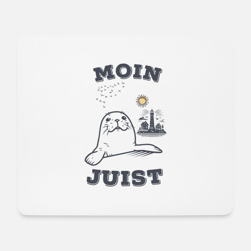 Lustiges Juist Shirt mit Seerobbe und Spruch Moin - Mousepad (Querformat) - Weiß