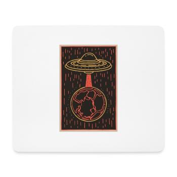 Schwebendes Raumschiff über Deutschland - Mousepad (Querformat) - Weiß - Vorne