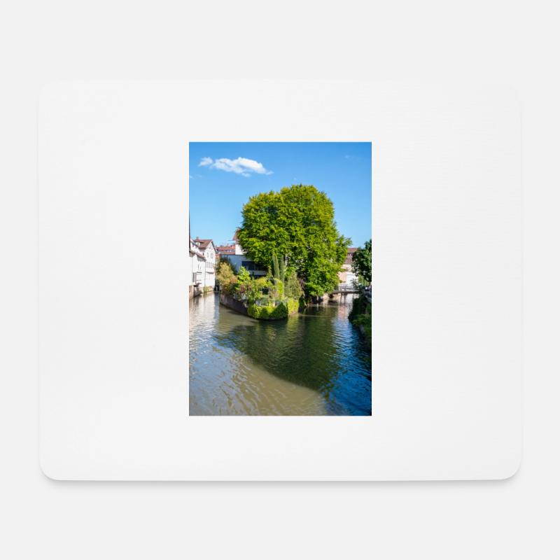 Stadtbild von Esslingen am Neckar von der Agnesbrücke aus - Mousepad (Querformat) - Weiß