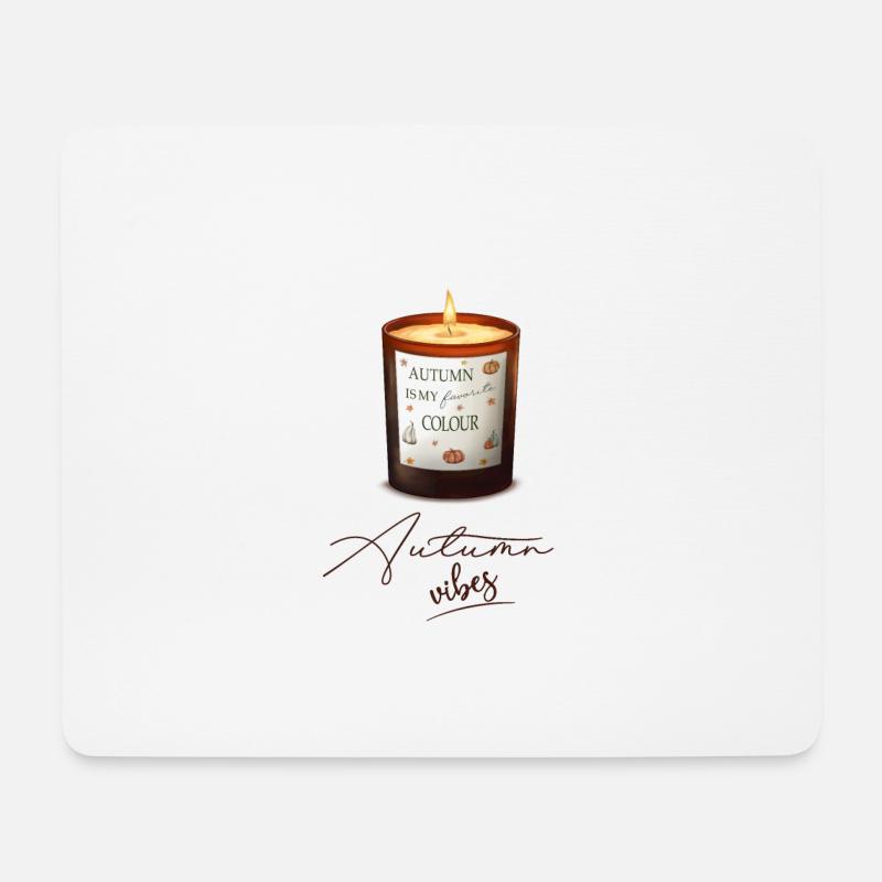 Kerzen-, Blatt- und Kürbismuster, Herbst - Mousepad (Querformat) - Weiß
