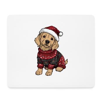 Golden Retriever Chien Noël Drôle - Tapis de souris (format paysage) - blanc - Devant
