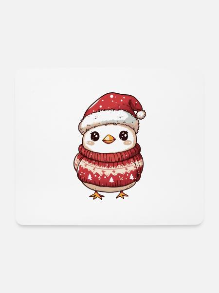 Huhn Weihnachten Comic - Mousepad (Querformat) - Weiß