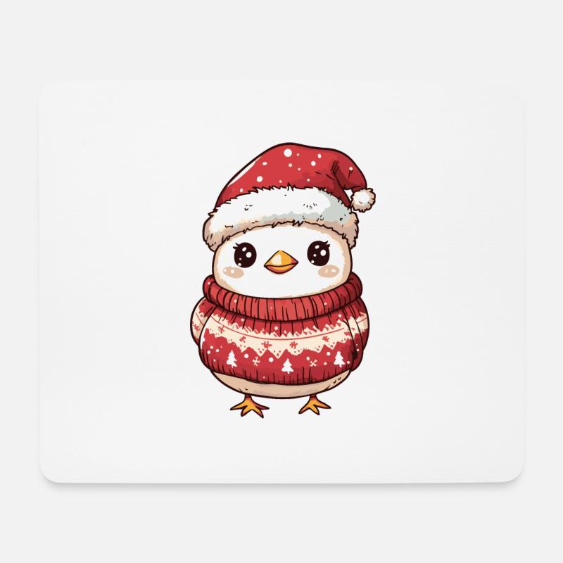 Huhn Weihnachten Comic - Mousepad (Querformat) - Weiß