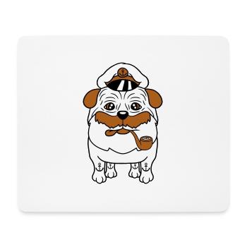 Alter Mops Hund Kapitän Lustig Süß Cartoon Comic - Mousepad (Querformat) - Weiß - Vorne