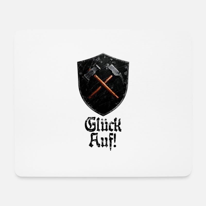 Glück auf Logo Bergbau Bergmann Schlägel und Eisen - Mousepad (Querformat) - Weiß