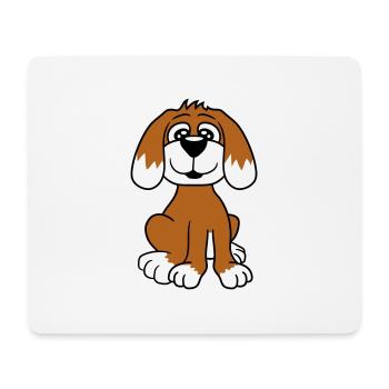 chien assis mignon petit chiot heureux animal de compagnie - Tapis de souris (format paysage) - blanc - Devant