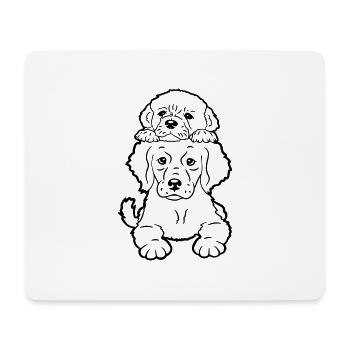 2 Puppies Dogs Lying On Top Two Friends Duo - Mouse Pad (horizontal) - white - Front