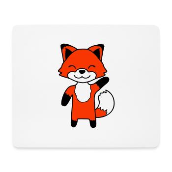 Renard agitant la main amicale bonjour salutation mignon - Tapis de souris (format paysage) - blanc - Devant
