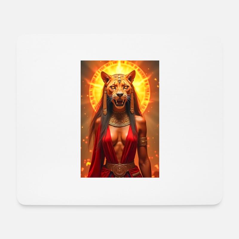 Sekhmet, löwenköpfige Kriegsgöttin, stehend - Mousepad (Querformat) - Weiß