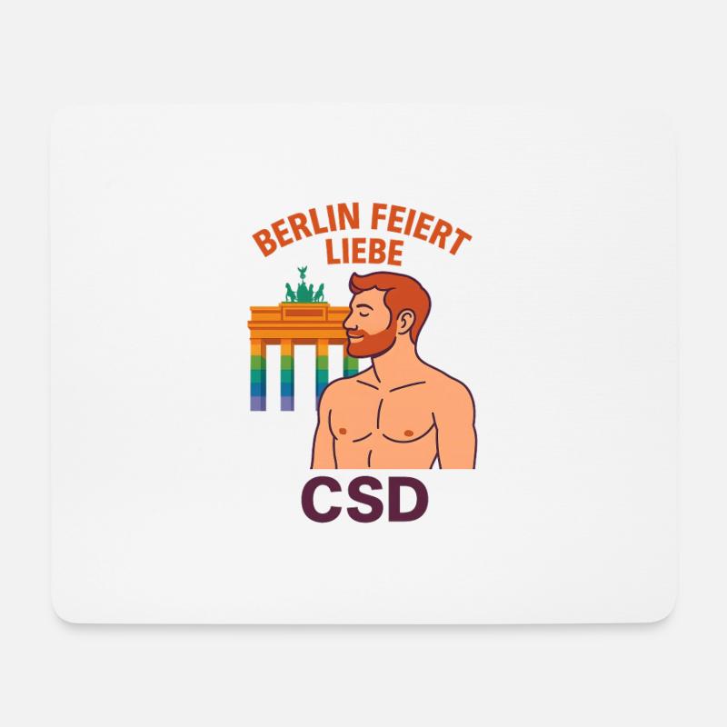 Berlin feiert Liebe CSD Mann - Mousepad (Querformat) - Weiß