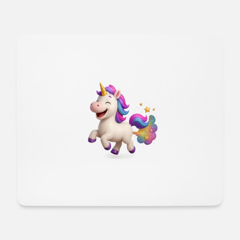 Bund glitzerndes und pupsendes Einhorn - Mousepad (Querformat) - Weiß