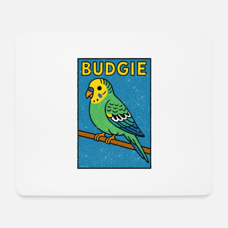 Wellensittich Cartoon - Verwitterte Optik - Mousepad (Querformat) - Weiß
