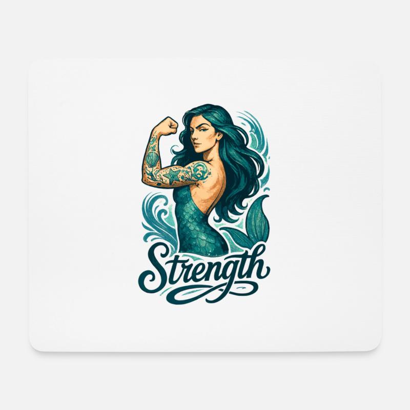 Starke Meerjungfrau Nixe Wasserfrau Geschenk - Mousepad (Querformat) - Weiß