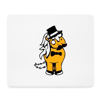 Cheval Sir Lord Rich Monocle Lunettes Chapeau haut de forme - Tapis de souris (format paysage) - blanc - Devant