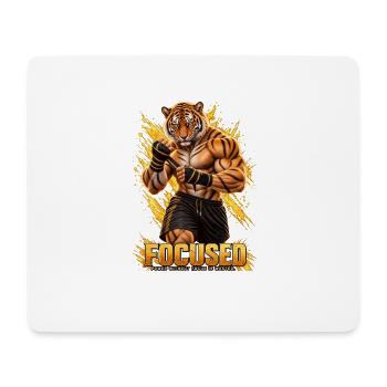 Tiger FOCUSED EP | Kraft und Konzentration - Mousepad (Querformat) - Weiß - Vorne