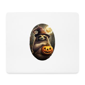 Halloween Faultier mit Hexenhut und Kürbis - Mousepad (Querformat) - Weiß - Vorne