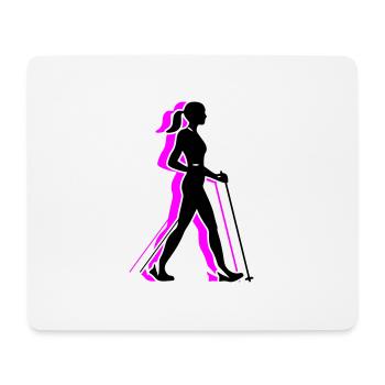Nordic Walking Woman Icon - Mouse Pad (horizontal) - white - Front