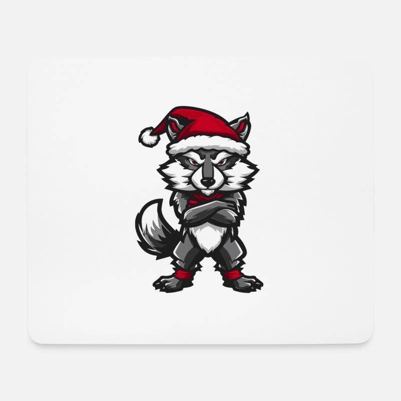 Wolf Weihnachten - Mousepad (Querformat) - Weiß