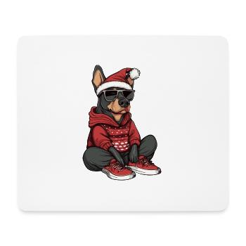 Doberman Chien Noël Noël - Tapis de souris (format paysage) - blanc - Devant