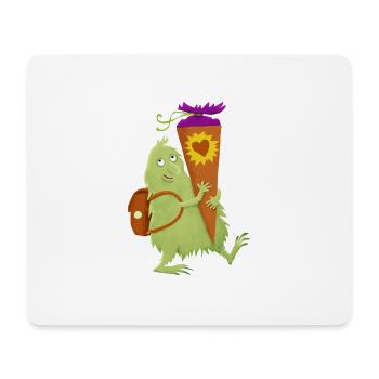Monster mit Schultüte - Mousepad (Querformat) - Weiß - Vorne
