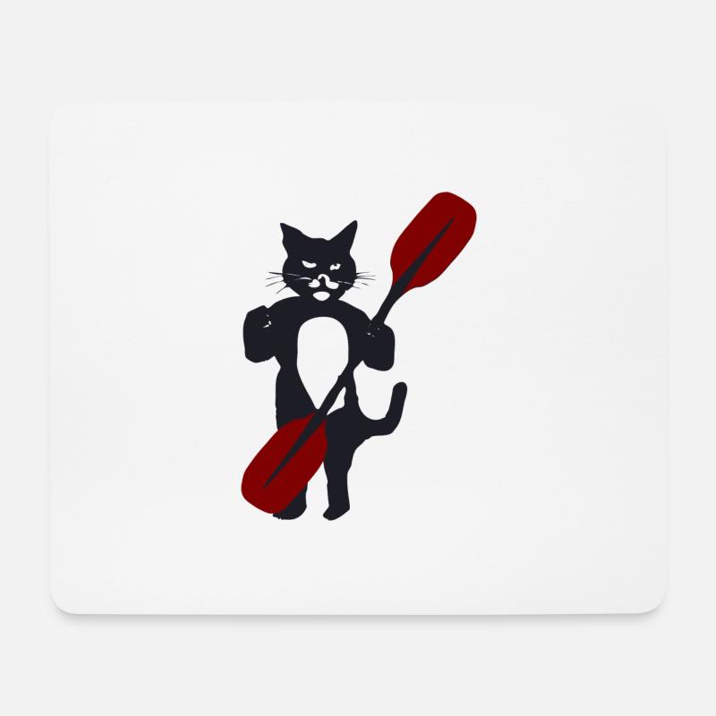 Paddelkatze Doppelpaddel - Mousepad (Querformat) - Weiß