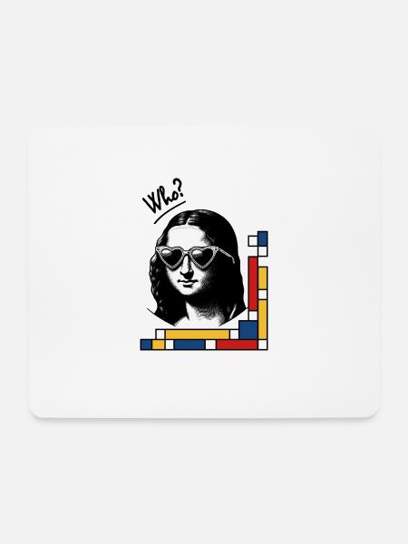 Mona Lisa mit Mondrian-Brille - Mousepad (Querformat) - Weiß