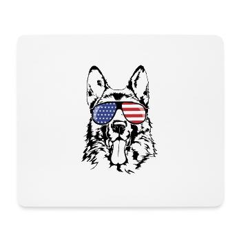 BERGER ALLEMAND Amérique Flag Chiens Wilsigns - Tapis de souris (format paysage) - blanc - Devant