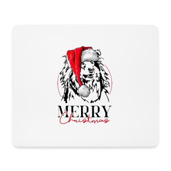 Santa Langhaar Collie Merry Christmas Wilsigns - Mousepad (Querformat) - Weiß - Vorne