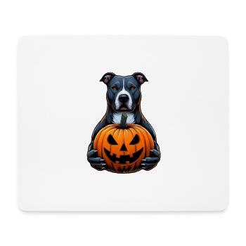 Pitbull Halloween - Holding Jack O Lantern - Mouse Pad (horizontal) - white - Front
