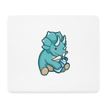 hugadino Dino mit Wasserflasche, süßer Dinosaurier - Mousepad (Querformat) - Weiß - Vorne
