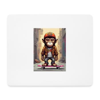 Comic Affe auf Skateboard - Mousepad (Querformat) - Weiß - Vorne