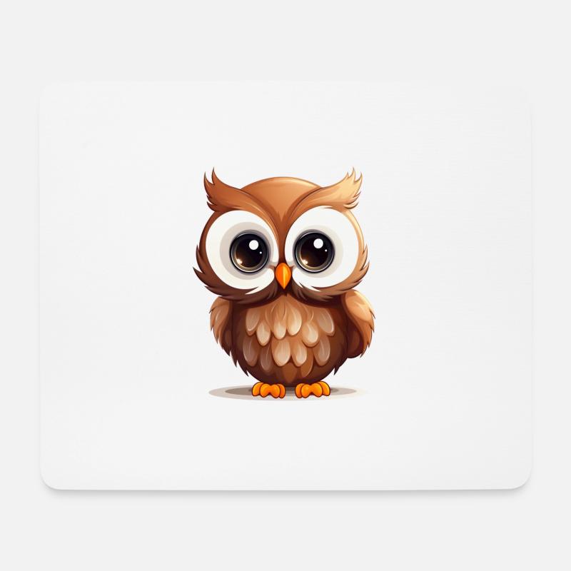 Süße Eule - Mousepad (Querformat) - Weiß