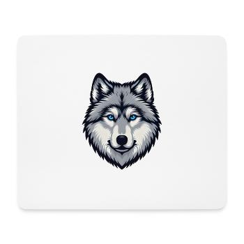 Blau äugiger Wolf Kopf - Mousepad (Querformat) - Weiß - Vorne
