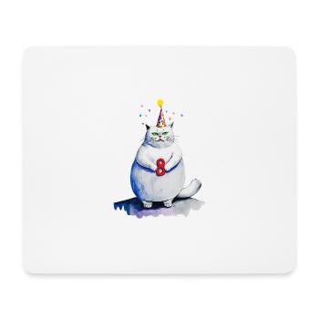cooler dicker weißer Kater feiert 8 Kinder - Mousepad (Querformat) - Weiß - Vorne