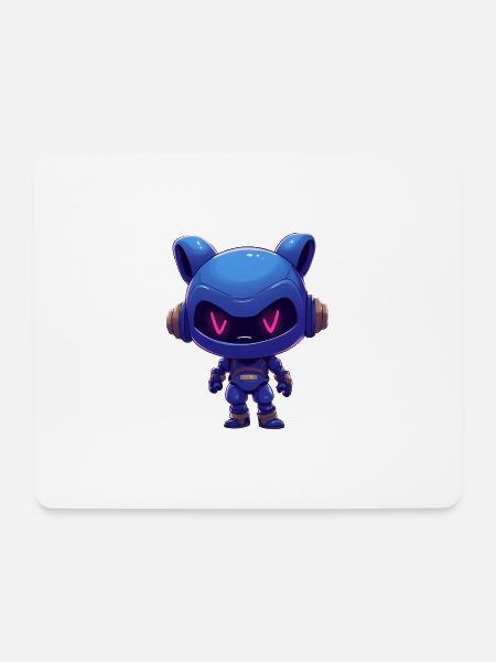 Neonblauer Roboterhelm - Mousepad (Querformat) - Weiß