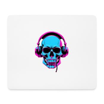 Neon Skull mit Kopfhörern - Mousepad (Querformat) - Weiß - Vorne