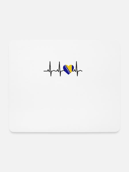 I LOVE ekg heartbeat Bosnien Bosnia - Mousepad (Querformat) - Weiß